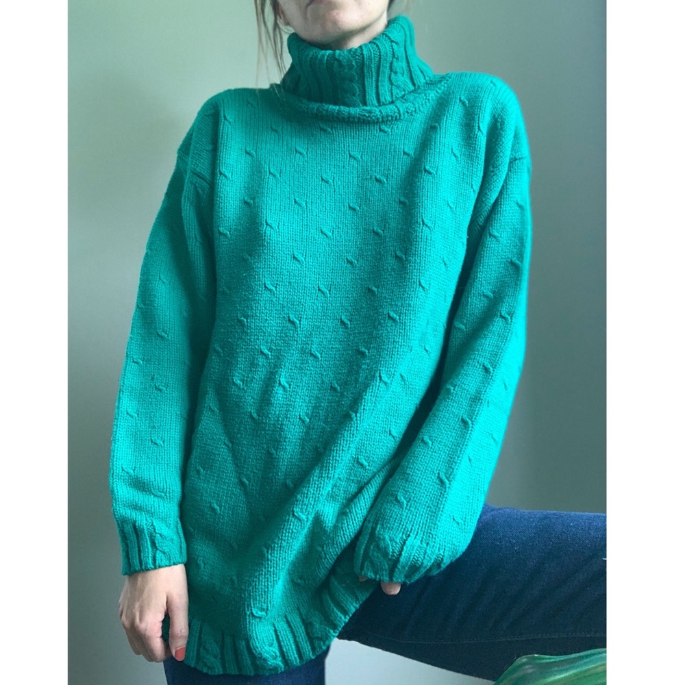 Vintage Karen Scott green knit turtleneck sweater